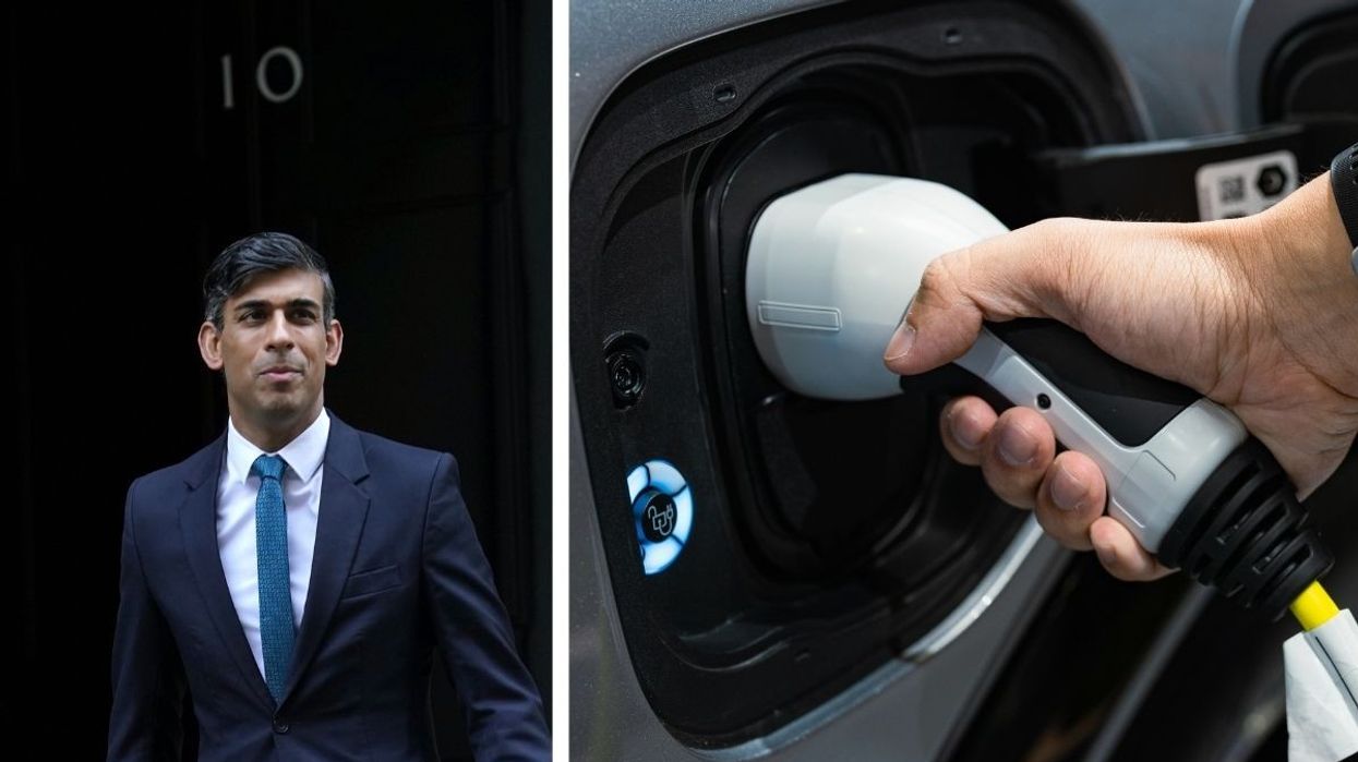 Rishi Sunak and an EV charger