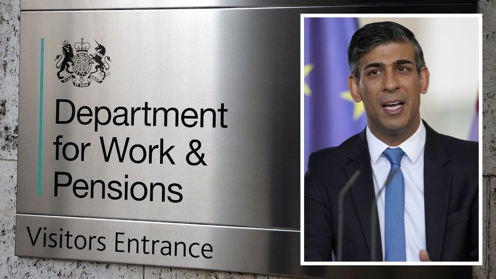 Rishi Sunak and DWP logo in pictures