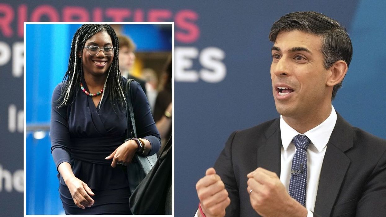 Rishi Sunak and Kemi Badenoch inset