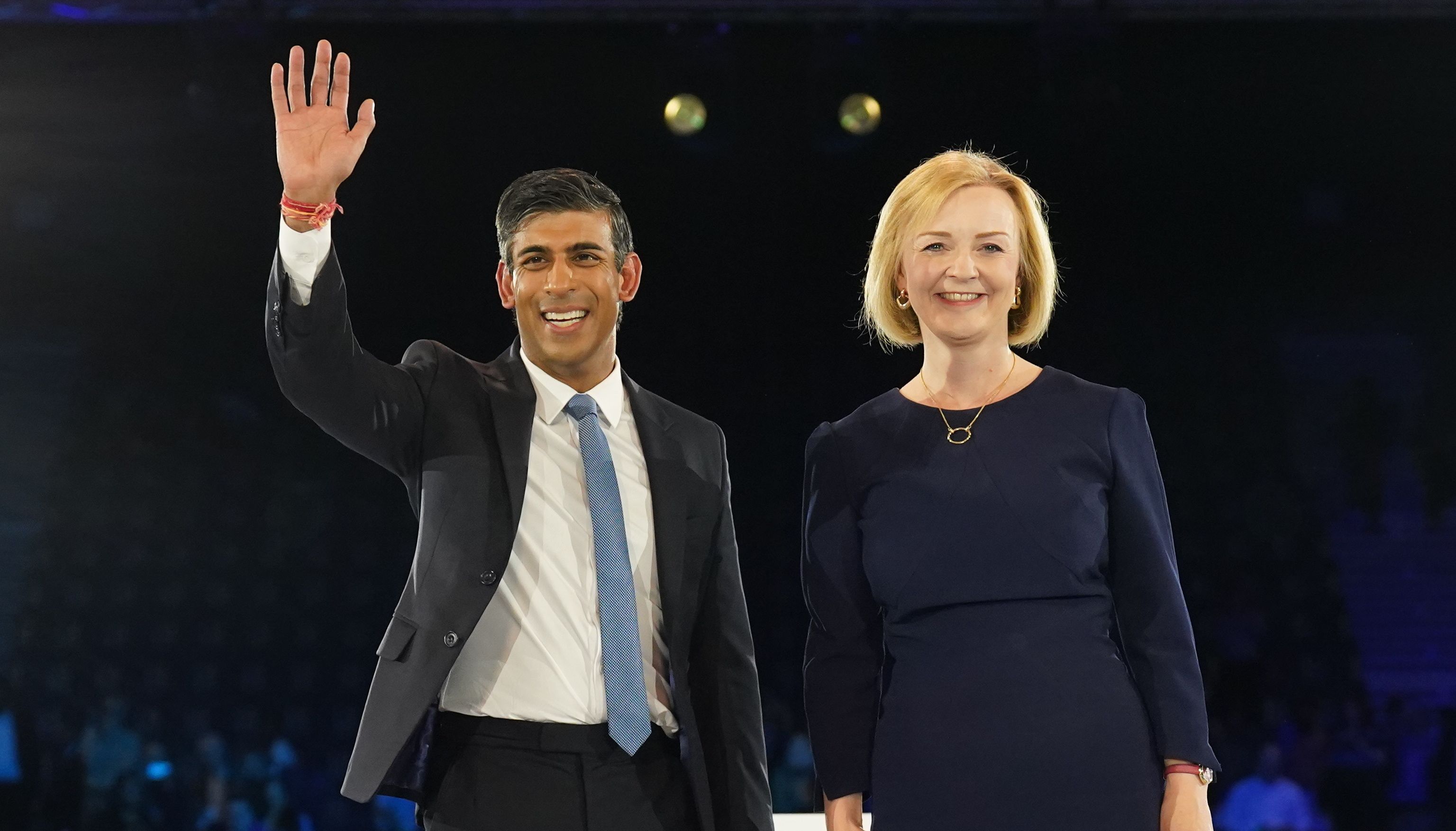 Rishi Sunak and Liz Truss during a hustings event at Wembley Arena, London, as part of their campaign to be leader of the Conservative Party and the next prime minister.