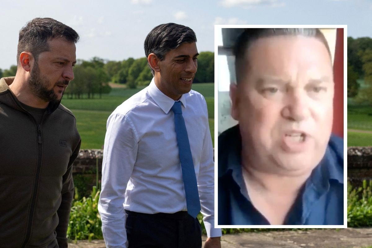 Rishi Sunak and Zelensky. Inset of Alex Gordon