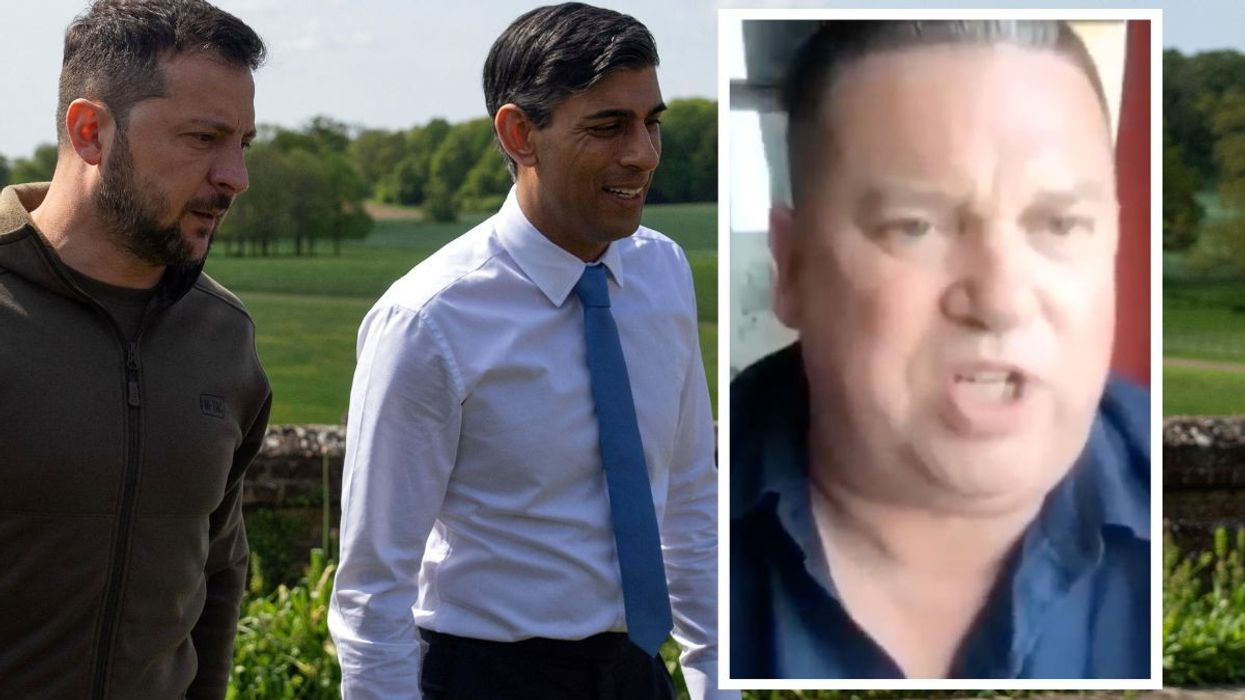 Rishi Sunak and Zelensky. Inset of Alex Gordon