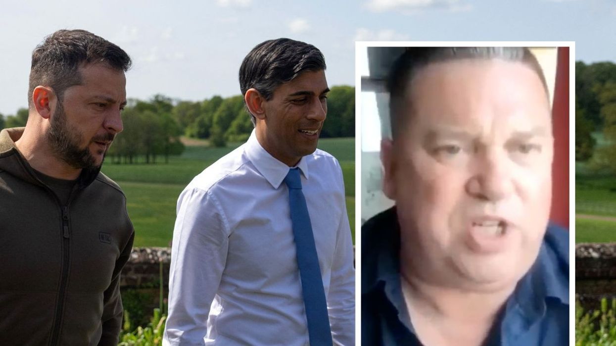 Rishi Sunak and Zelensky. Inset of Alex Gordon