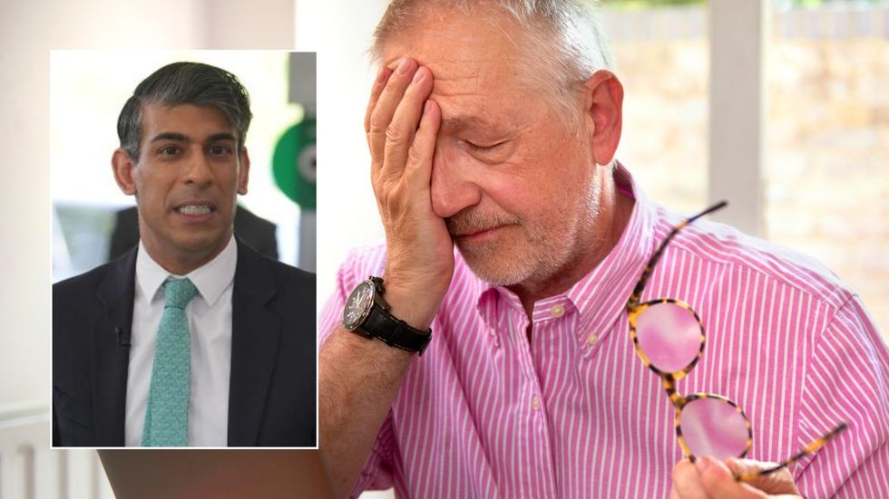 Rishi Sunak at event and worried pensioner