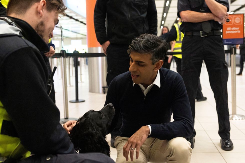 Rishi Sunak at Gatwick Airport