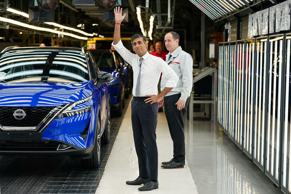 Rishi Sunak at the Nissan EV factory in Sunderland