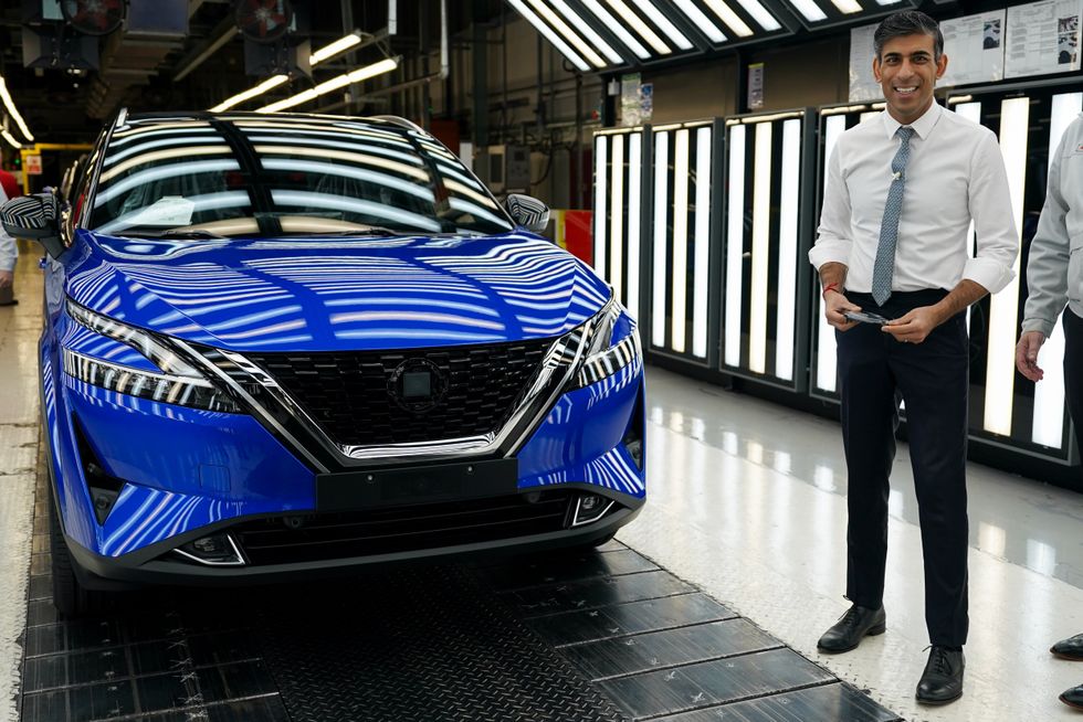 Rishi Sunak at the Nissan EV factory in Sunderland