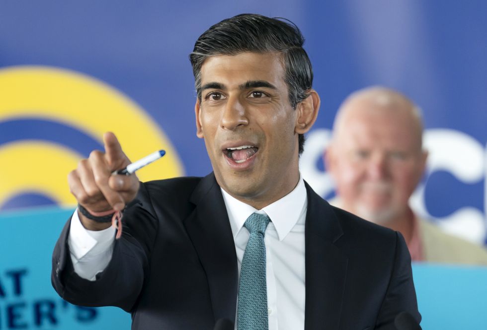 Rishi Sunak delivers a speech at Vaculug tyre specialists at Gonerby Hill Foot, Grantham, as part of his campaign to be leader of the Conservative and Unionist Party and the next prime minister. Picture date: Saturday July 23, 2022.
