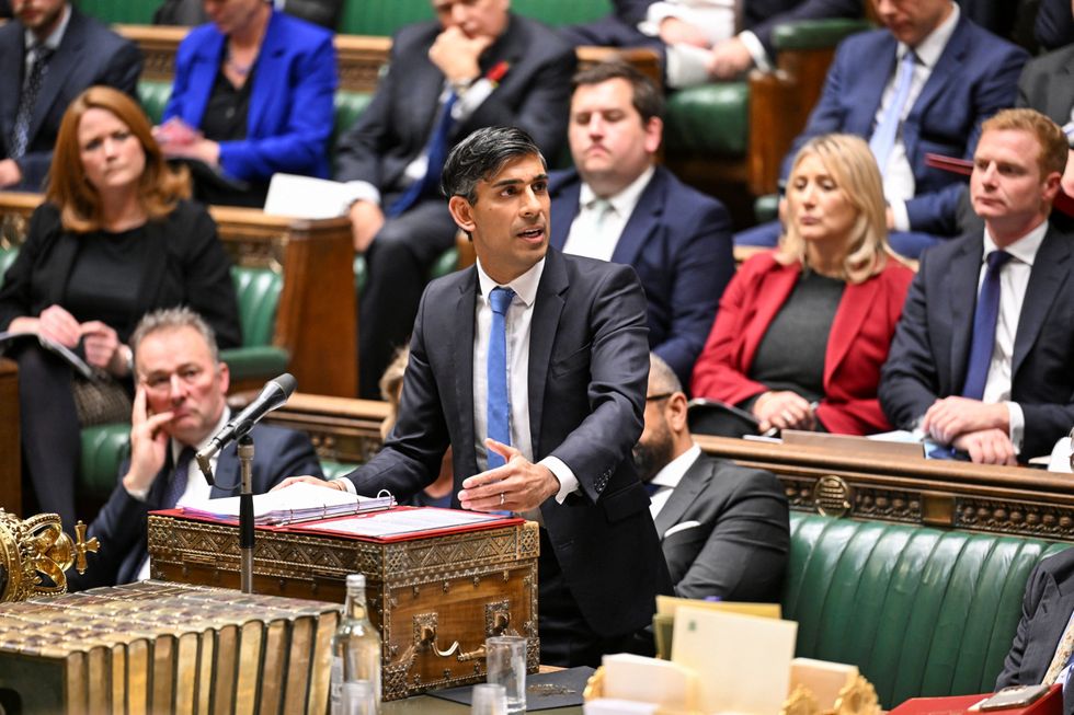 Rishi Sunak delivers a speech during Ministerial Statement on Israel and Gaza situation