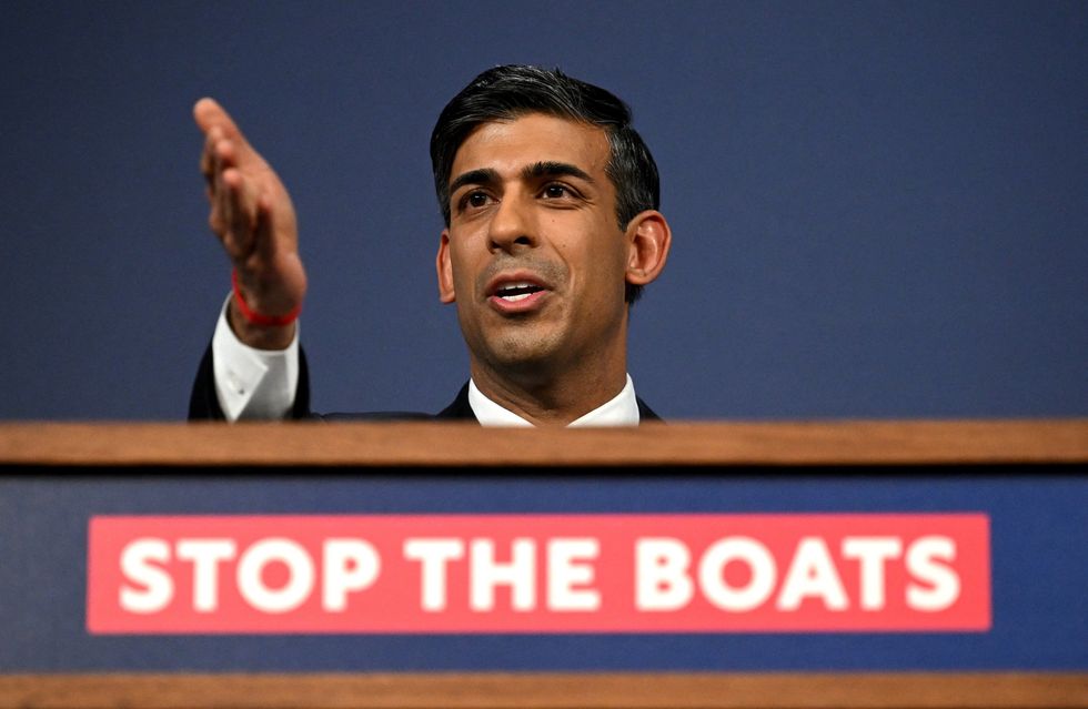 Rishi Sunak delivers a speech on his new migrant law.