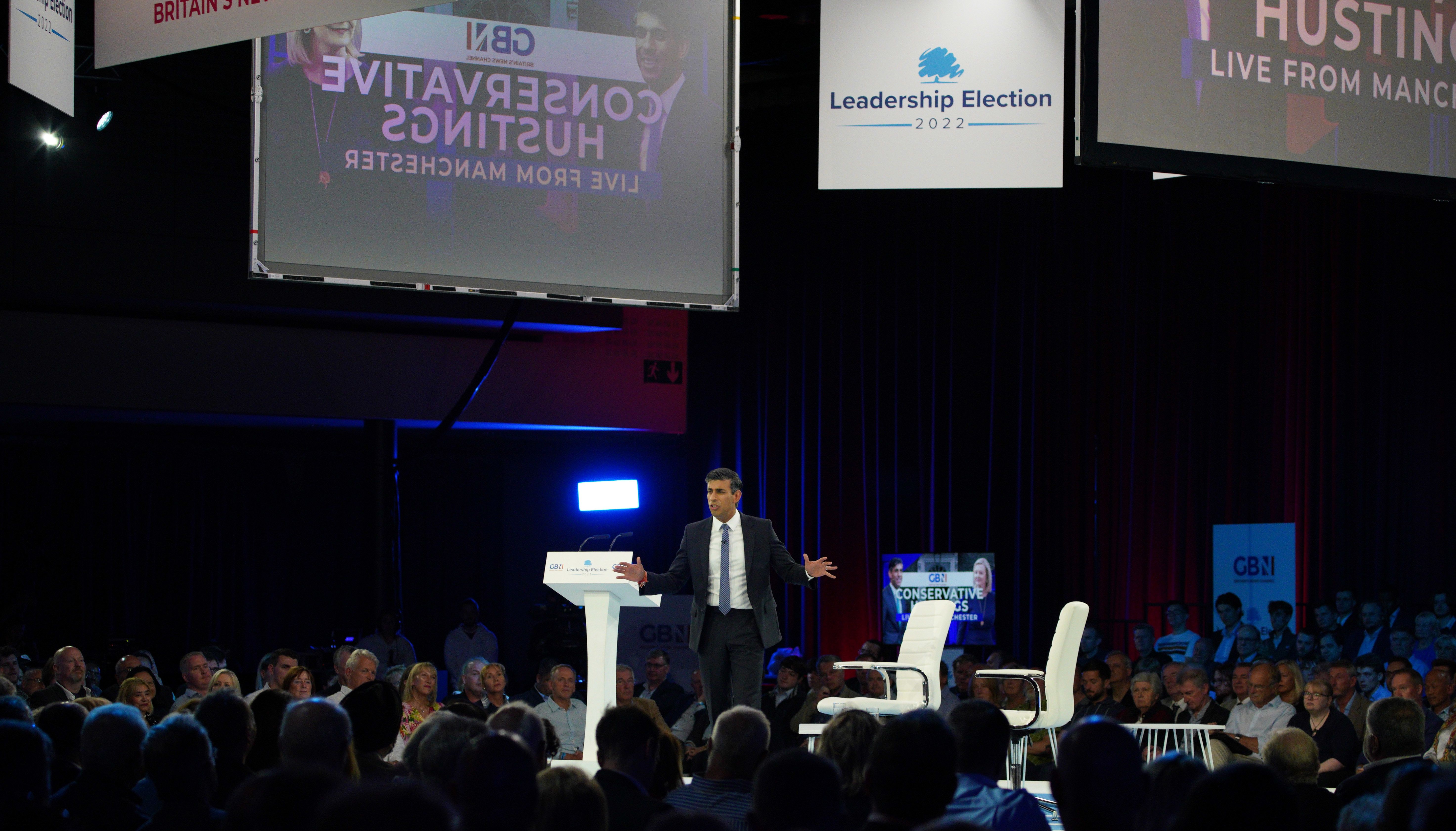 Rishi Sunak during a hustings event at Manchester Central Convention Complex