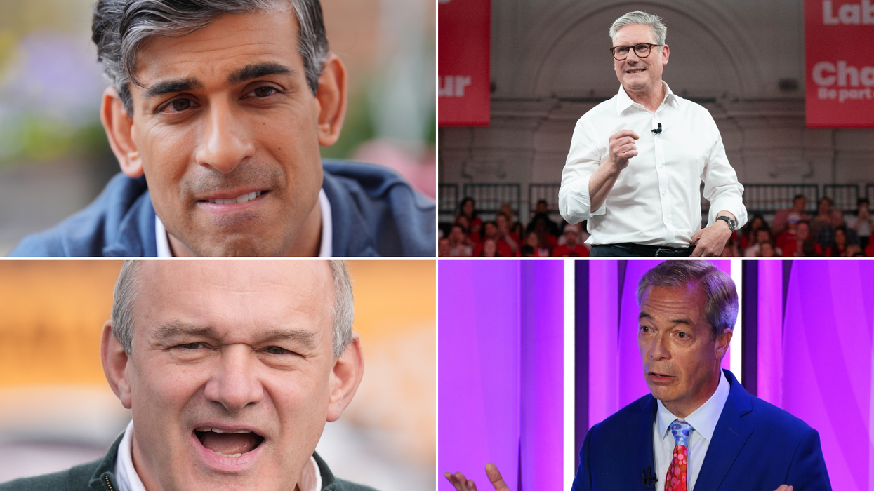 Rishi Sunak, Keir Starmer, Ed Davey, Nigel Farage