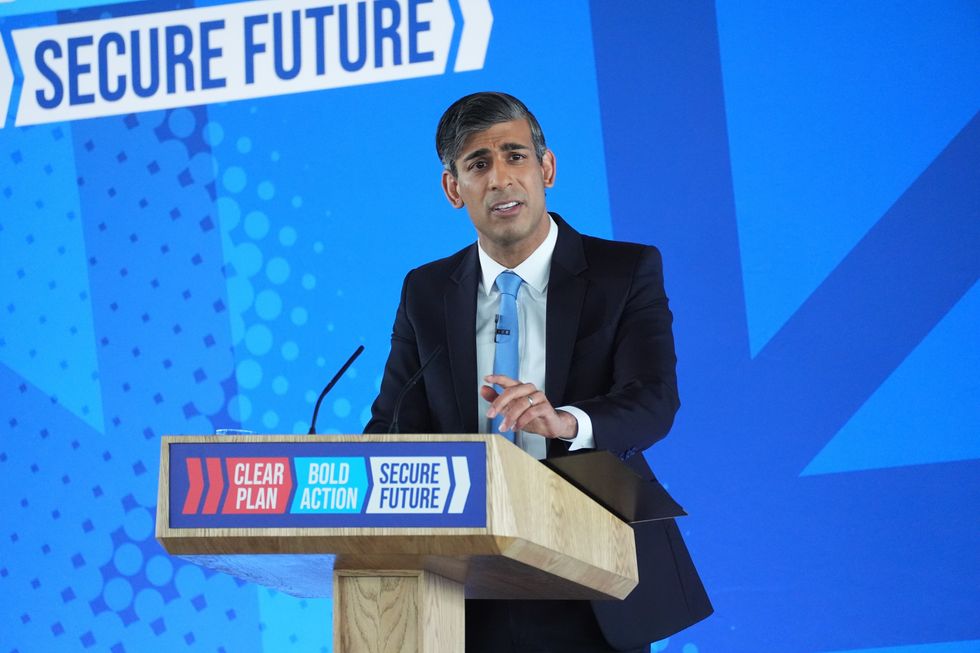 Rishi Sunak launches the Conservative Party General Election manifesto at Silverstone
