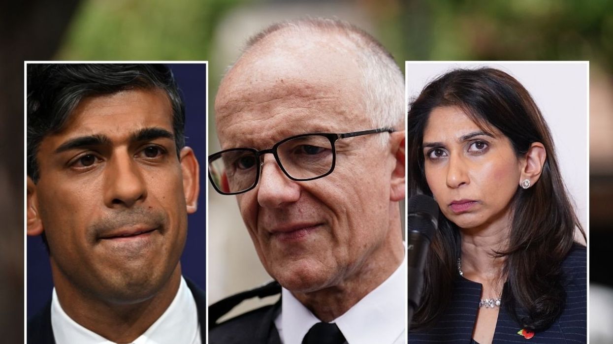 Rishi Sunak, Mark Rowley and Suella Braverman