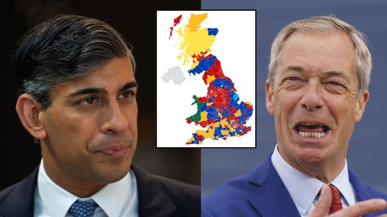 Rishi Sunak, Nigel Farage and electoral map