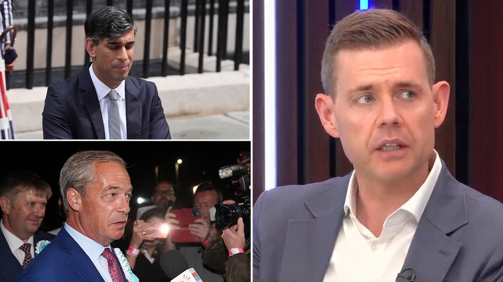 Rishi Sunak, Nigel Farage and Matt Goodwin