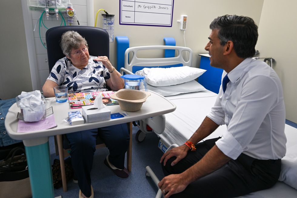 Rishi Sunak peaks to patients at North Devon District Hospital