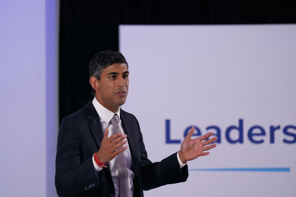 Rishi Sunak speaks during a hustings event at the Holiday Inn, in Norwich
