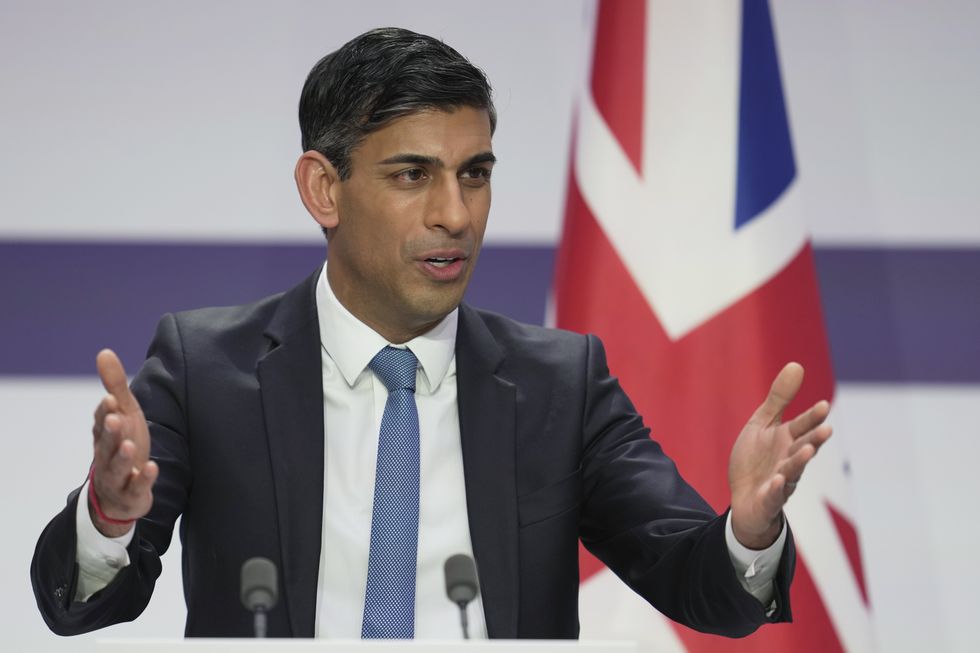 Rishi Sunak talking at the British French summit