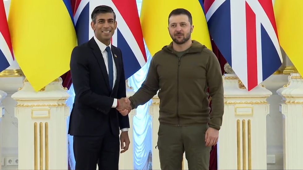 Rishi Sunak travelled to Ukraine on Saturday, in a signal of continuing UK support for President Volodymyr Zelenskyy and his war-torn country.
