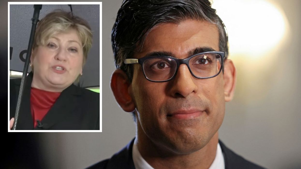 Rishi Sunak with an inset of Emily Thornberry