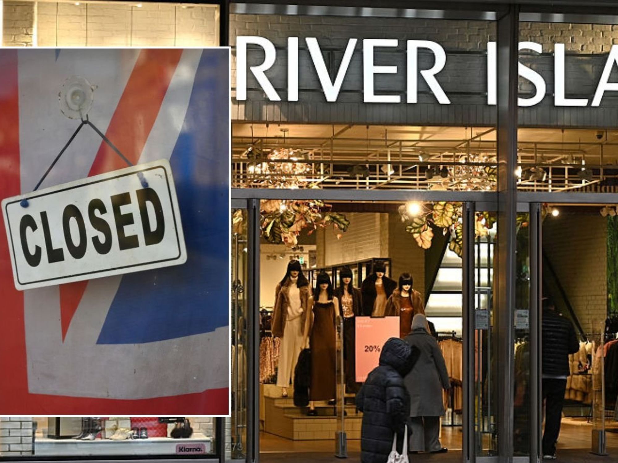 River Island store and closed sign