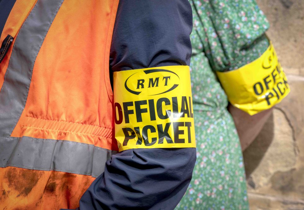 RMT union official picket line