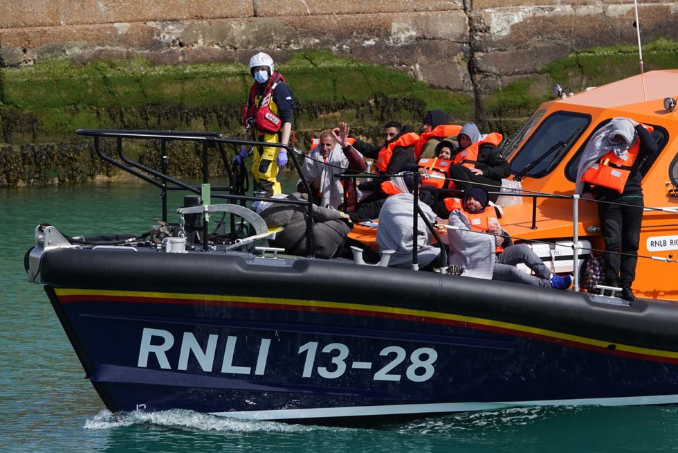 RNLI boat rescuing migrants