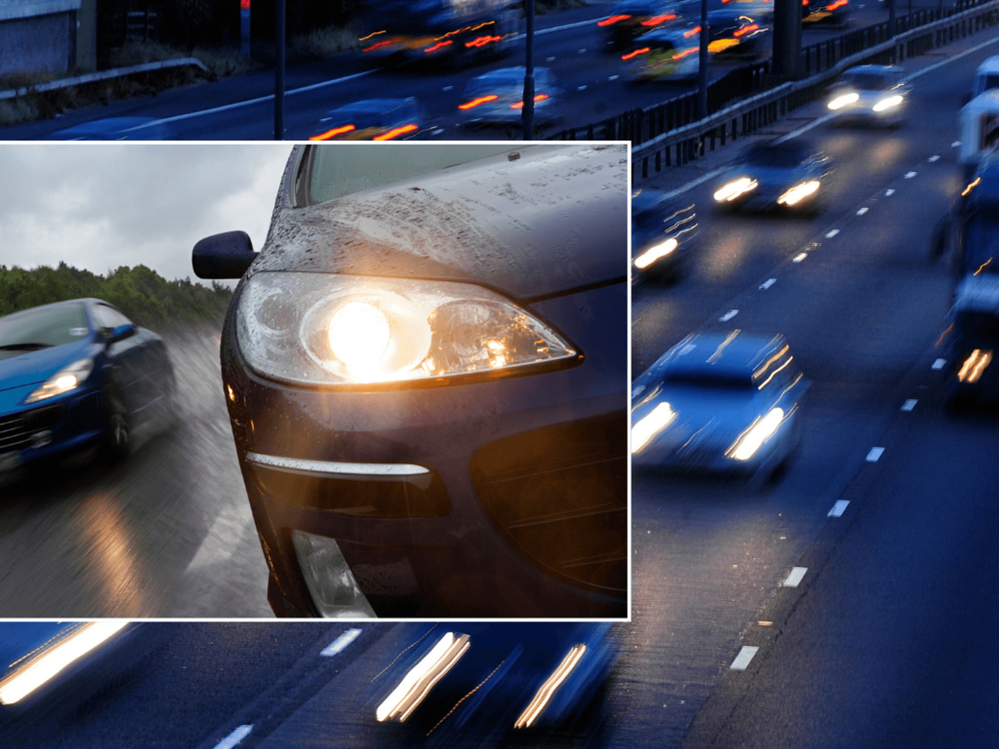 road at night time and bright headlight