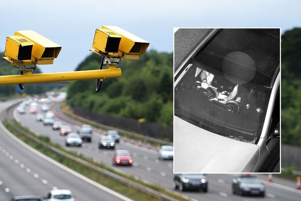 Road cameras and an image of a driver using their phone at the wheel