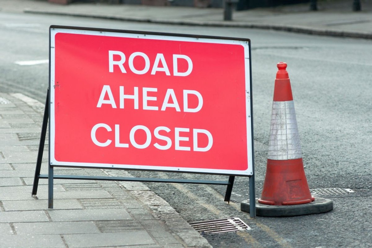 Road closed sign