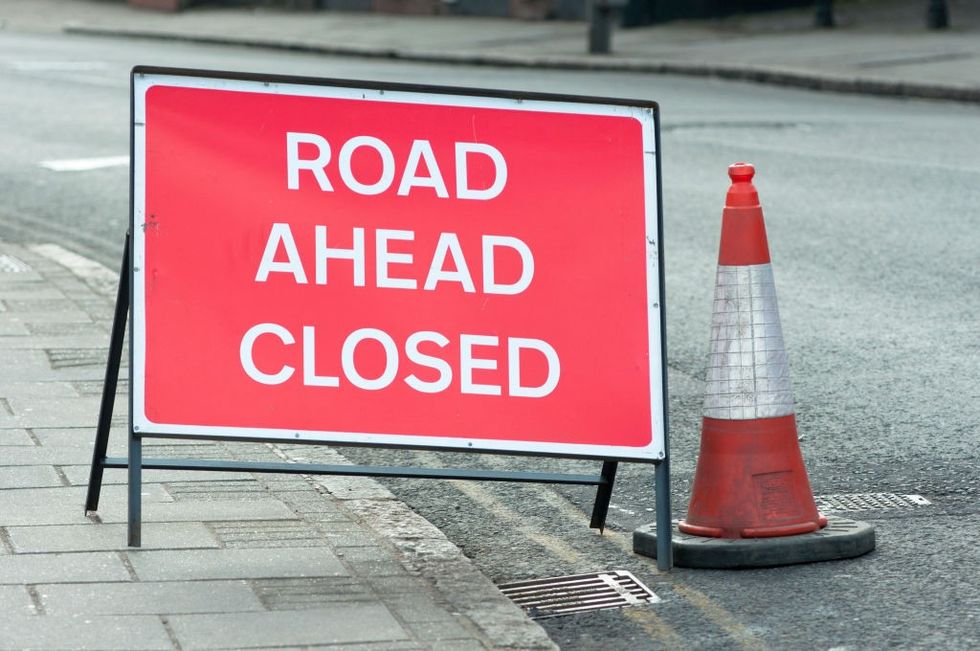 Road closed sign