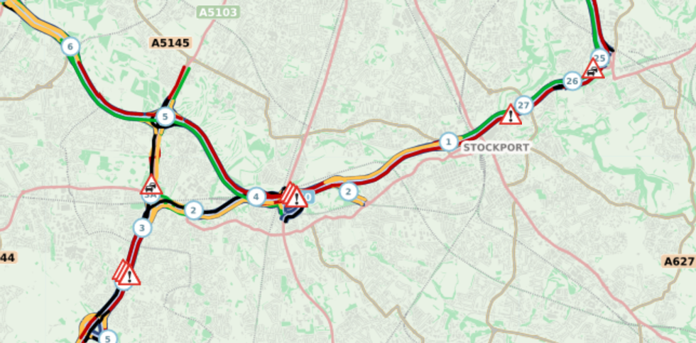 Road traffic queues on the M60