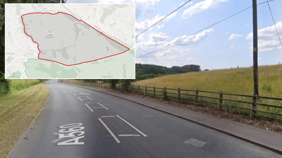 Road where the housing proposal will be built adjacent to and site map