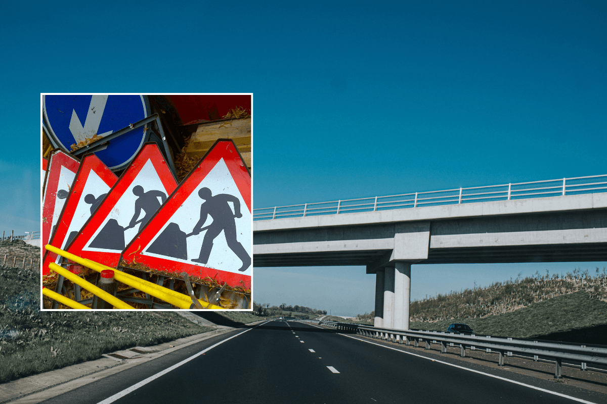 Roadworks and UK bridge