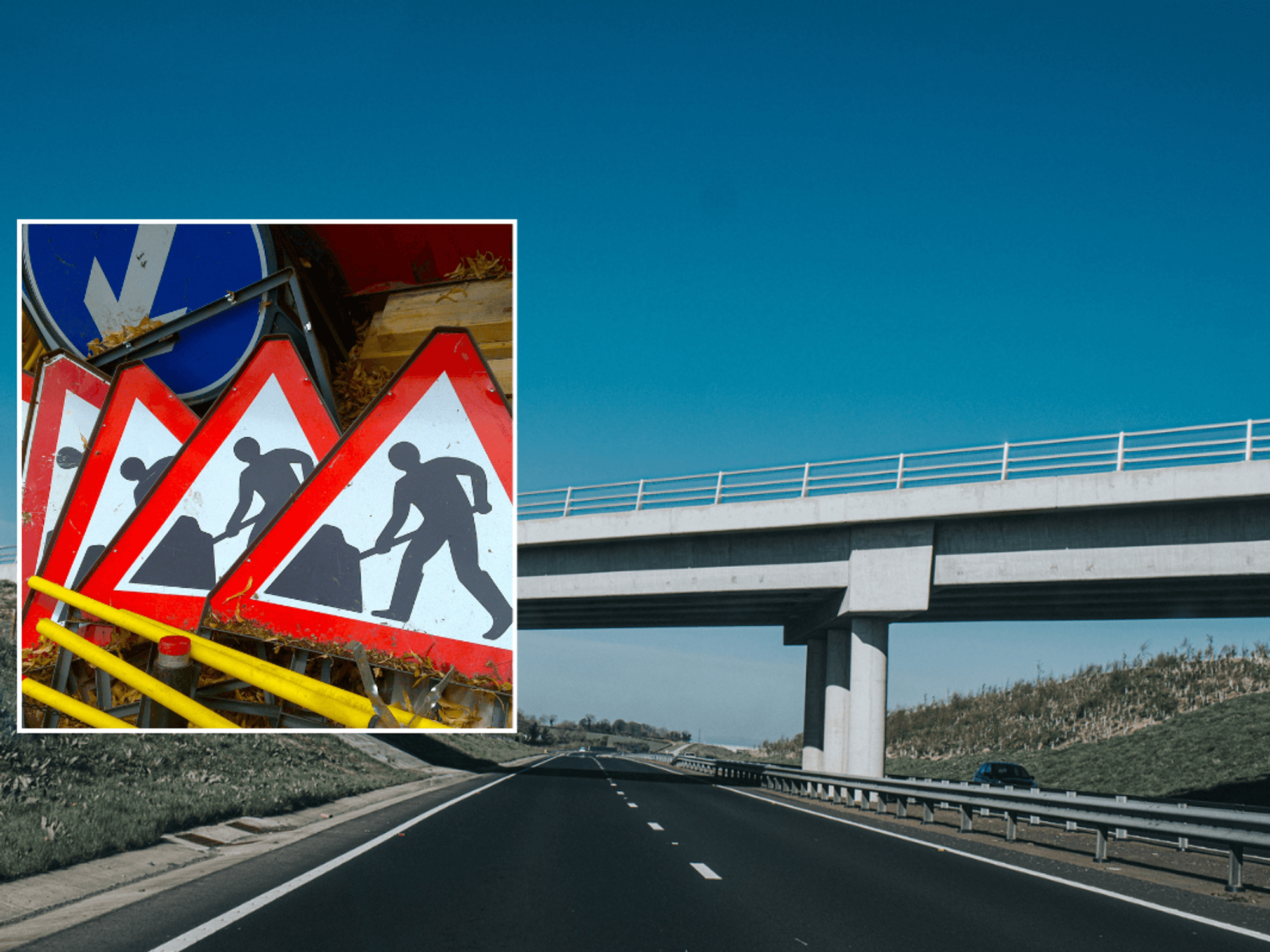 Roadworks and UK bridge