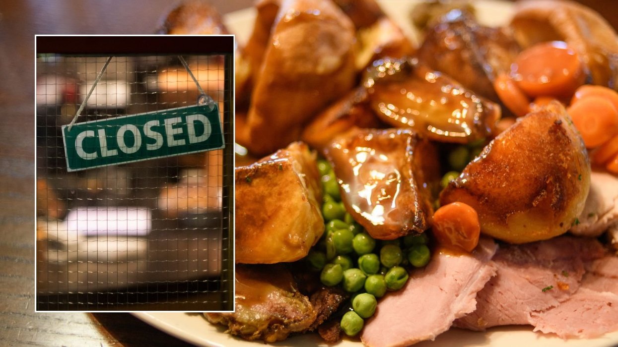 Roast dinner and closed sign