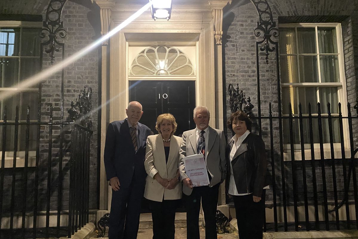 Rob Morris, Sheila Telford, Ian Andexser and Edwina Melville-Gray visiting Downing Street today 