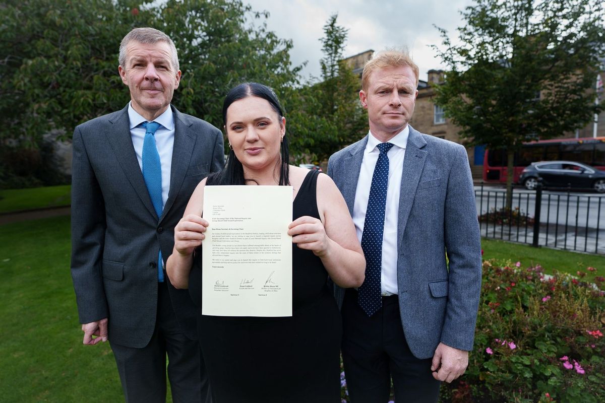 Robbie Moore, Bradford abuse gangs victim Fiona Goddard and solicitor David Greenwood