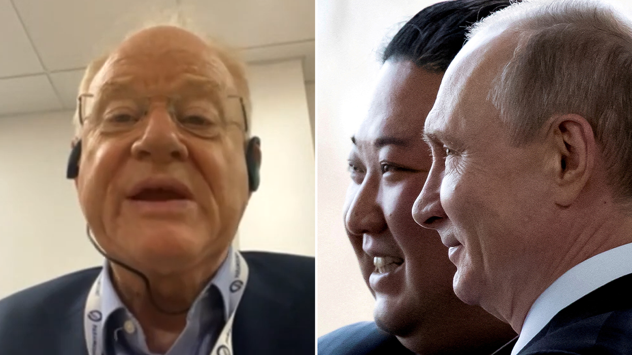 Robert Fox and Putin with Kim Jong Un
