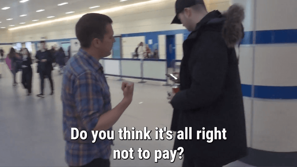 Robert Jenrick confronts fare-dodger