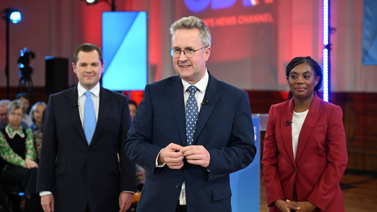 Robert Jenrick, GB News Political Editor Christopher Hope (centre), and Kemi Badenoch