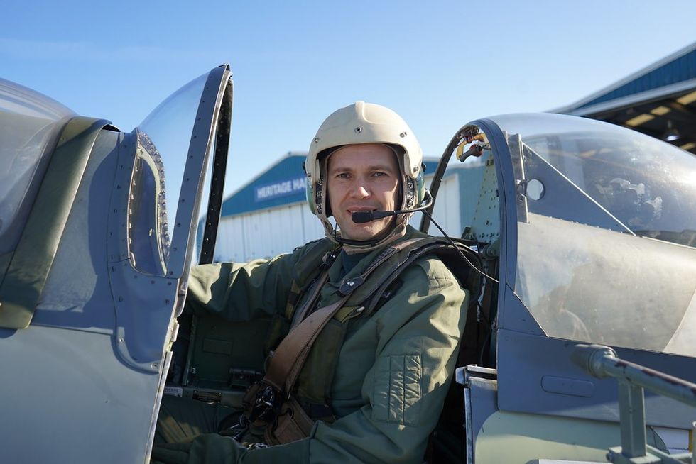 Robert Jenrick in a Spitfire