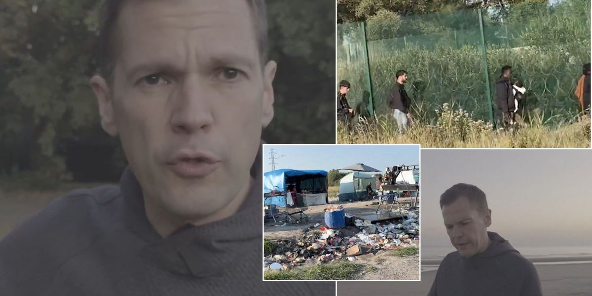 NextImg:'Britain is being scammed!' Robert Jenrick films migrants marching straight for the Channel as French police IGNORE his call