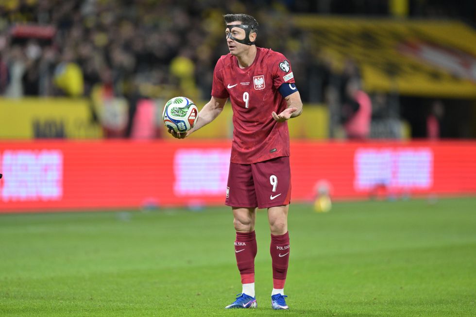Robert Lewandowski cut a frustrated figure as Poland failed to qualify for the World Cup