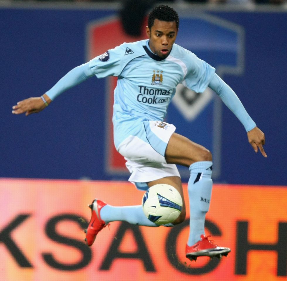 Robinho Jr is the son of Robinho (pictured) who played for Manchester City and Real Madrid