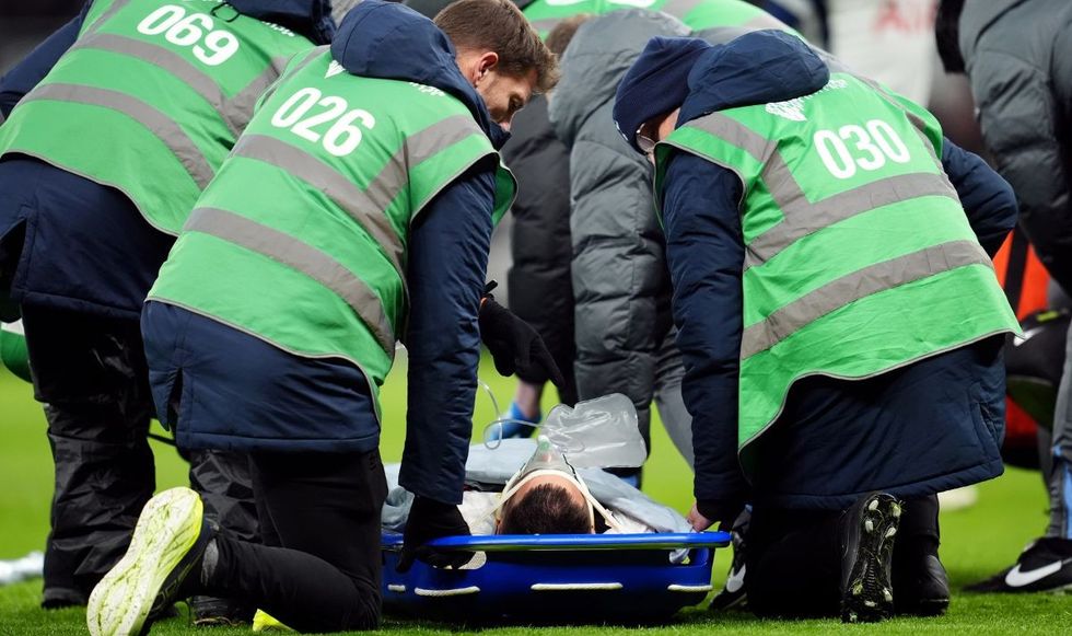 Rodrigo Bentancur was stretchered off the pitch