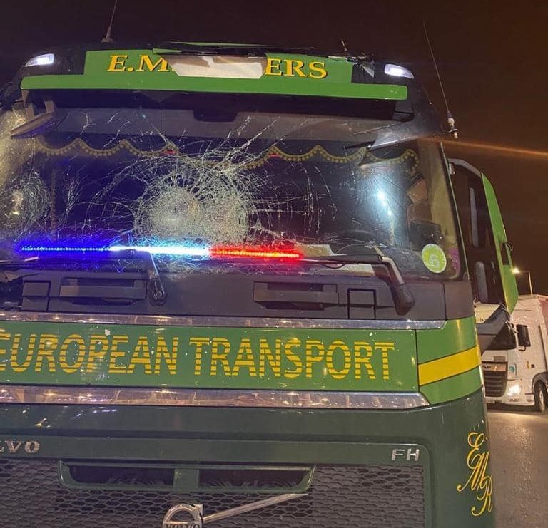Rogers' lorry damaged by migrants