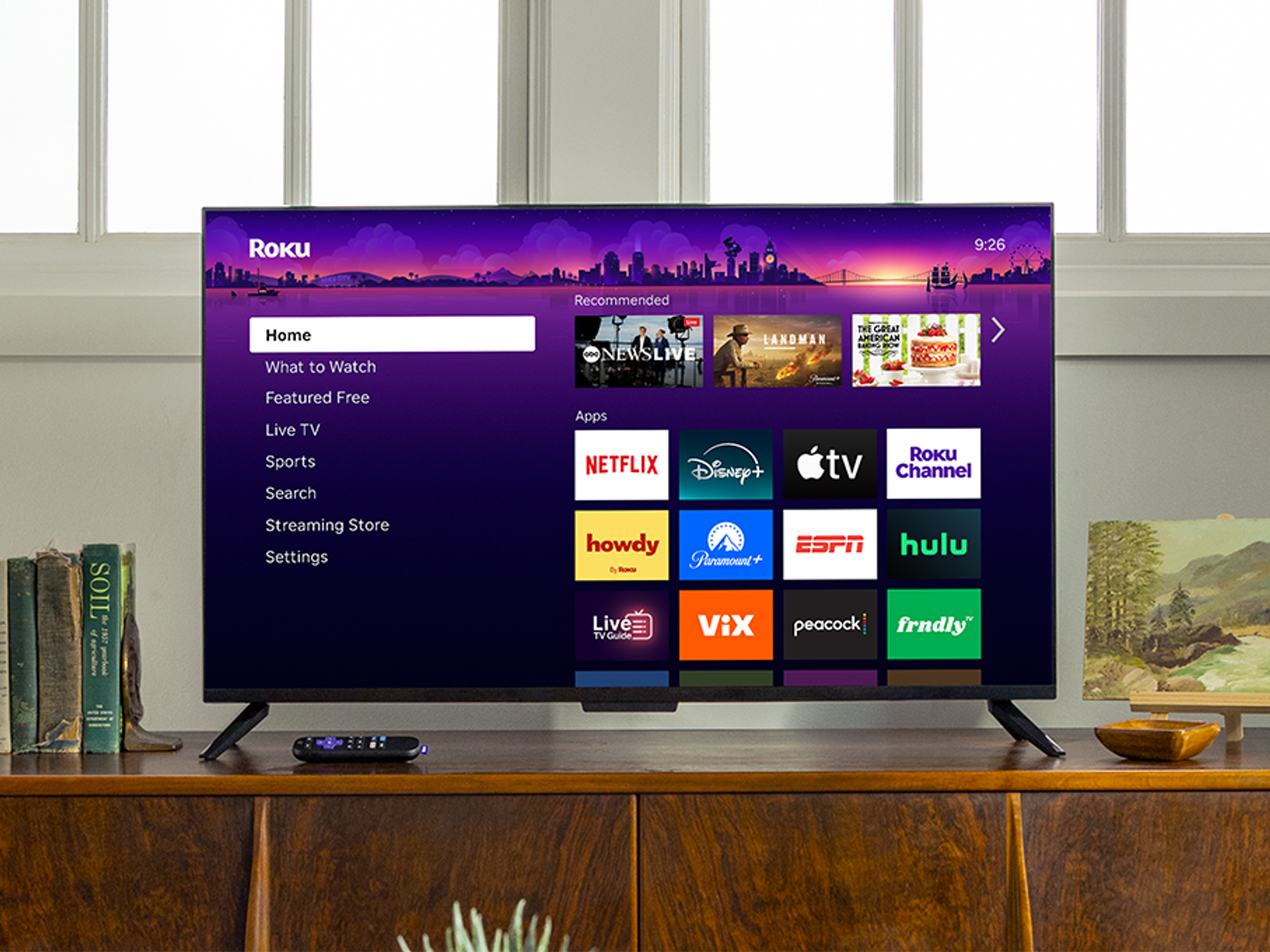 Roku TV display and remote