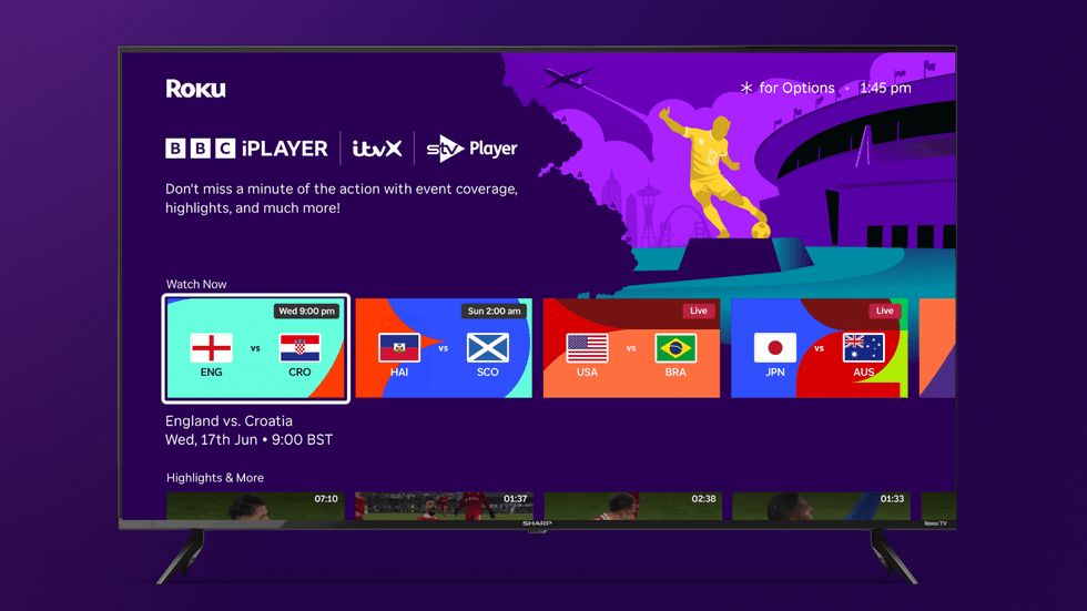 Roku TV with Football Zone